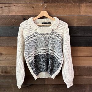 Vintage Cheval Collared Multi-colored Knit Sweater - Wool / Acrylic / Cotton